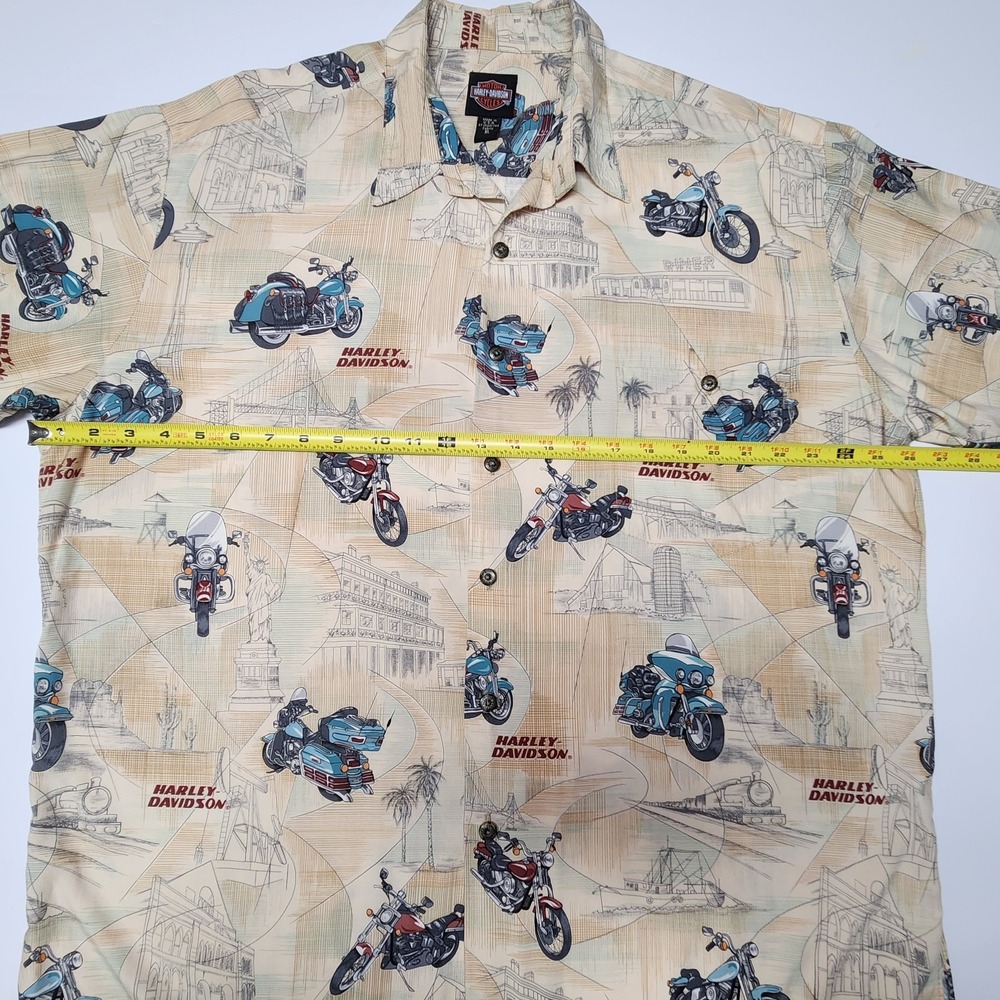 Harley Davidson x Tori Richard Aloha Shirt XL Vintage Y2K Viscose USA-Made AOP - Picture 8 of 9